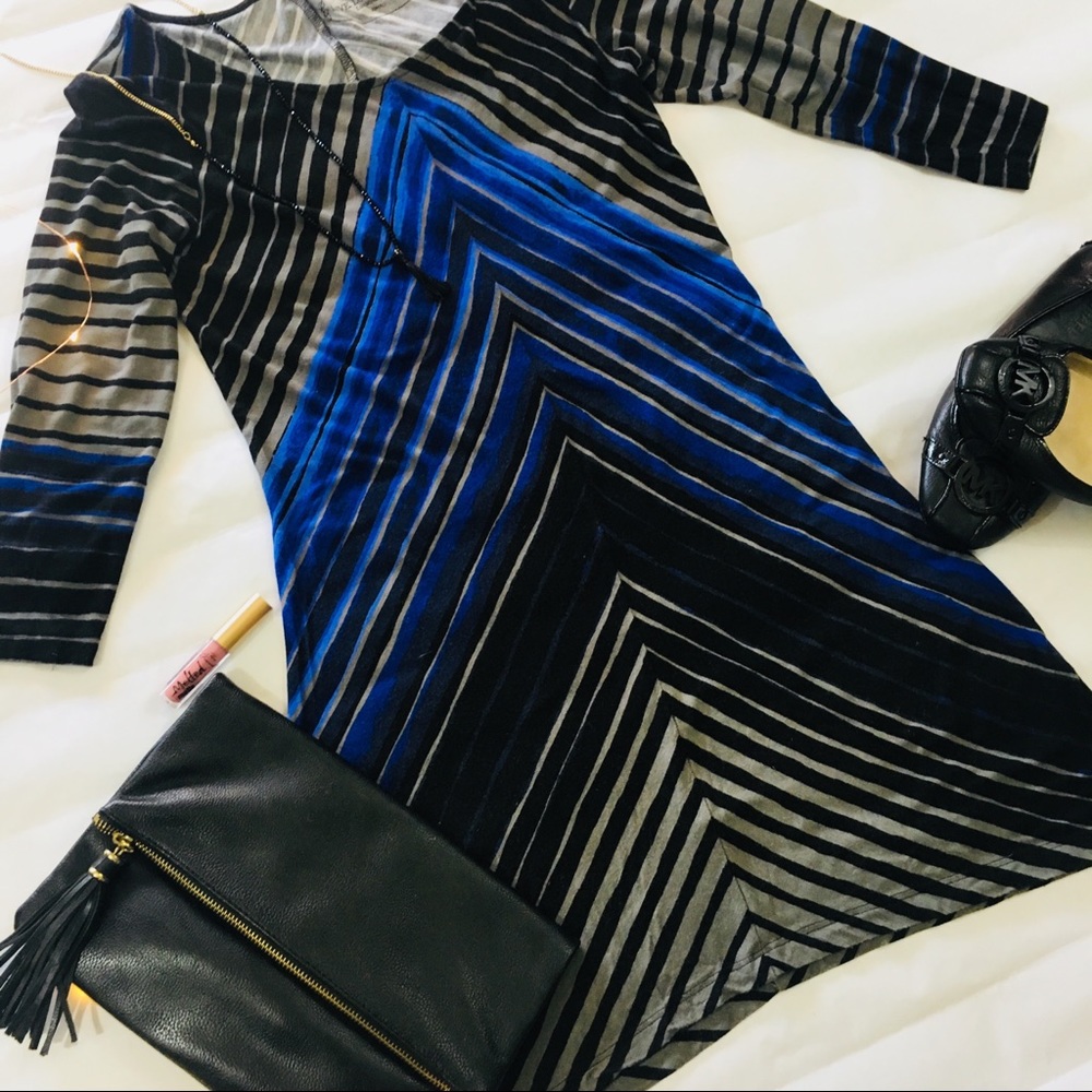 Soma Lounge Black Blue Chevron Dress - Size XS